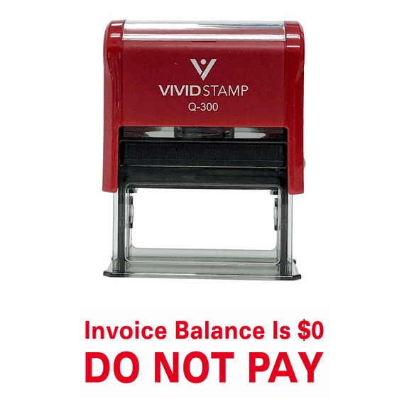 Vivid Stamp Invoice Balance is $0. DO NOT PAY Self Inking Rubber Stamp (Red Ink) - Large