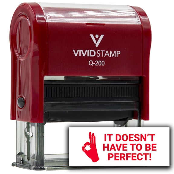 Vivid Stamp It Doesn't Have To Be Perfect! Self-Inking Rubber Stamps Teachers And Schools | Motivational Stamps For Children | Re-inkable Ink Pad (Red Ink) - Q-200