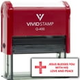 thumbnail image 1 of Vivid Stamp Jesus Blesses You With His Love and Peace Self Inking Rubber Stamp (Red Ink) - Q-400, 1 of 3