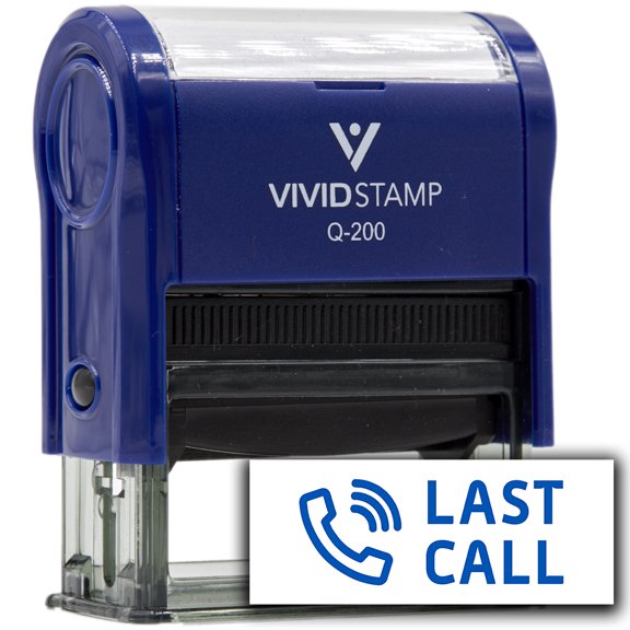 Vivid Stamp Last Call Self Inking Rubber Stamp (Blue Ink) - Q-200
