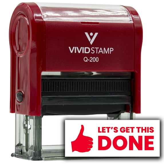 Vivid Stamp Let's Get This Done Self-Inking Rubber Stamps Teachers And Schools | Motivational Stamps For Children | Re-inkable Ink Pad (Red Ink) - Q-200