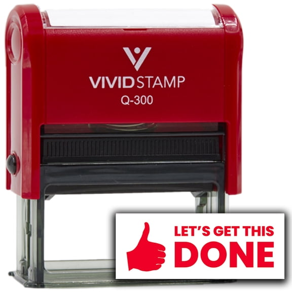 Vivid Stamp Let's Get This Done Self-Inking Rubber Stamps Teachers And Schools | Motivational Stamps For Children | Re-inkable Ink Pad (Red Ink) - Q-300