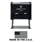 Vivid Stamp MADE IN THE USA FLAG Self Inking Rubber Stamp Black Ink - Large