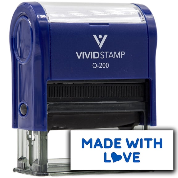 Vivid Stamp Made With Love Self Inking Rubber Stamp (Blue Ink) - Q-200
