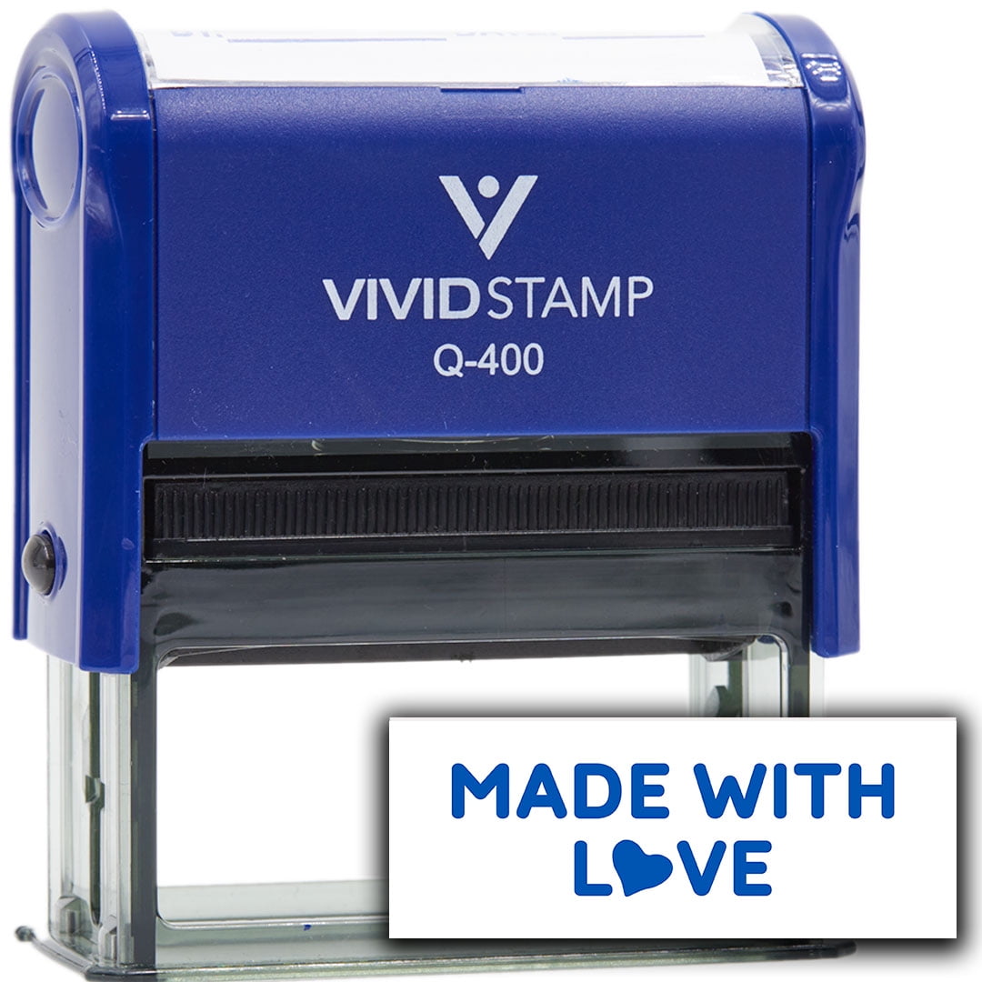 Vivid Stamp Made With Love Self Inking Rubber Stamp (Blue Ink) - Q-400