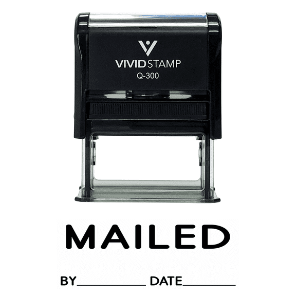 Vivid Stamp Mailed With By Date Line Self Inking Rubber Stamp (Black Ink) - Medium