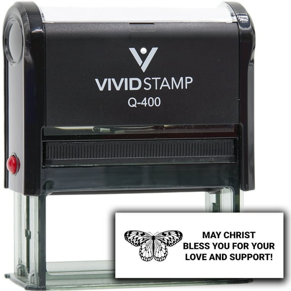 Vivid Stamp May Christ Bless You For Your Love And Support! Self Inking Rubber Stamp (Black Ink) - Q-400