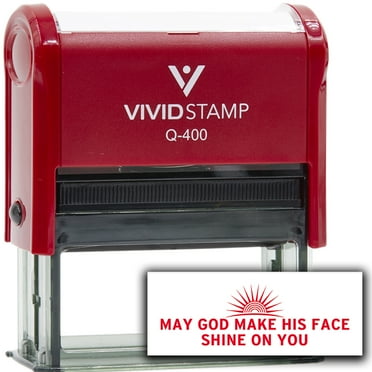 Vivid Stamp May God Make His Face Shine On You Self Inking Rubber Stamp (Red Ink) - Q-400