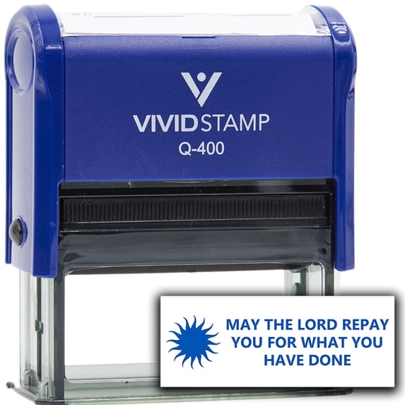 Vivid Stamp May the Lord repay you for what you have done Self Inking Rubber Stamp (Blue Ink) - Q-400