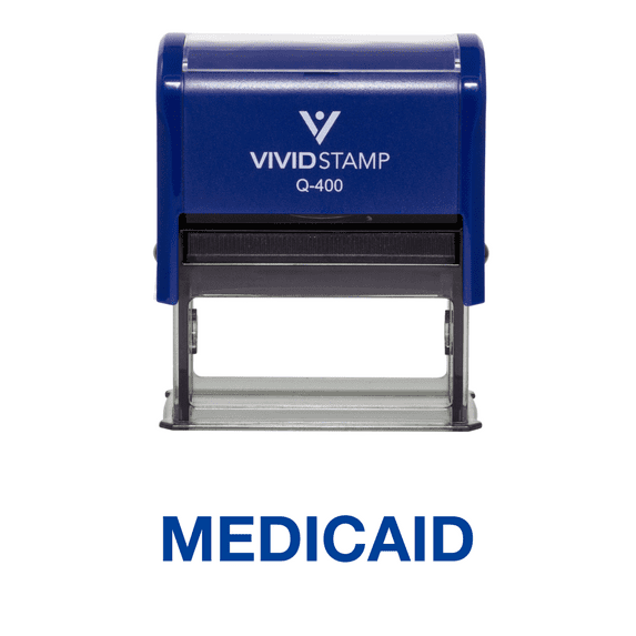 Vivid Stamp Medicaid Office Self Inking Rubber Stamp (Blue Ink) - X-Large