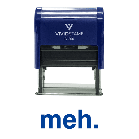 Vivid Stamp Meh Self Inking Rubber Stamp (Blue Ink) - Medium