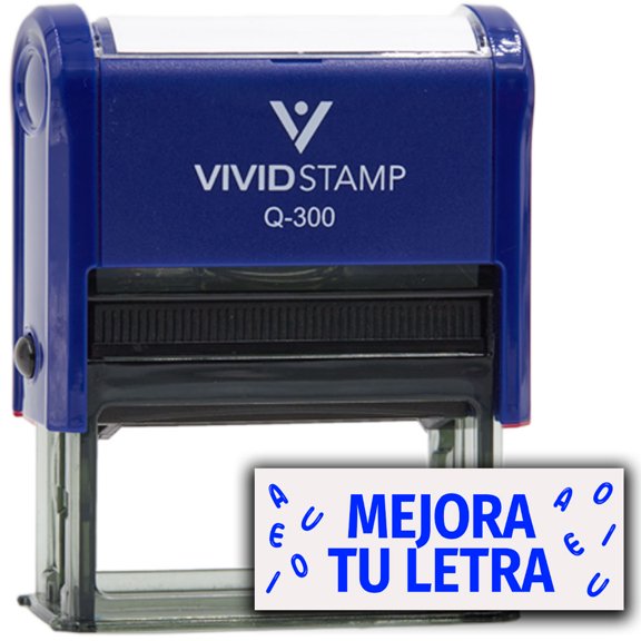 Vivid Stamp Mejora tu Letra Spanish School Self-Inking Rubber Stamps (Blue Ink) - Q-300