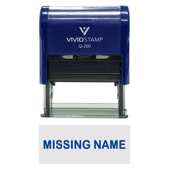 Vivid Stamp Missing Name Teacher Self-Inking Office Rubber Stamp (Blue) - Medium