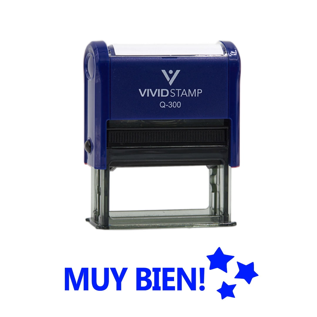 Vivid Stamp Muy Bien! Spanish School Self-Inking Rubber Stamps (Blue Ink) - Q-400