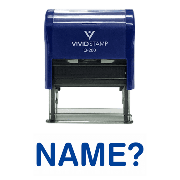 Vivid Stamp Name? Self Inking Rubber Stamp (Blue Ink) - Medium