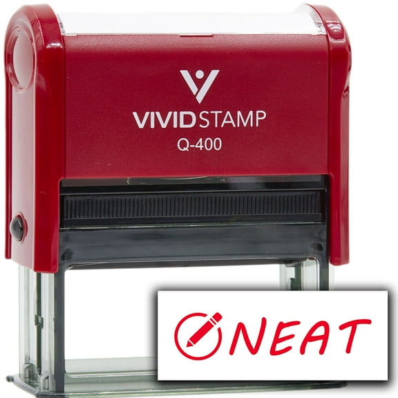 Vivid Stamp Neat Self Inking Rubber Stamp (Red Ink) - Q-400