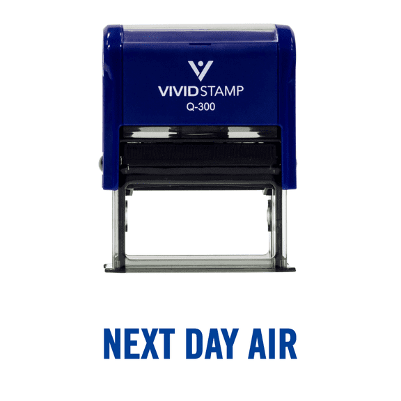 Vivid Stamp Next Day Air Self Inking Rubber Stamp (Blue Ink) - Large