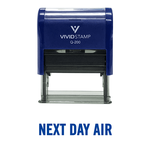 Vivid Stamp Next Day Air Self Inking Rubber Stamp (Blue Ink) - Medium
