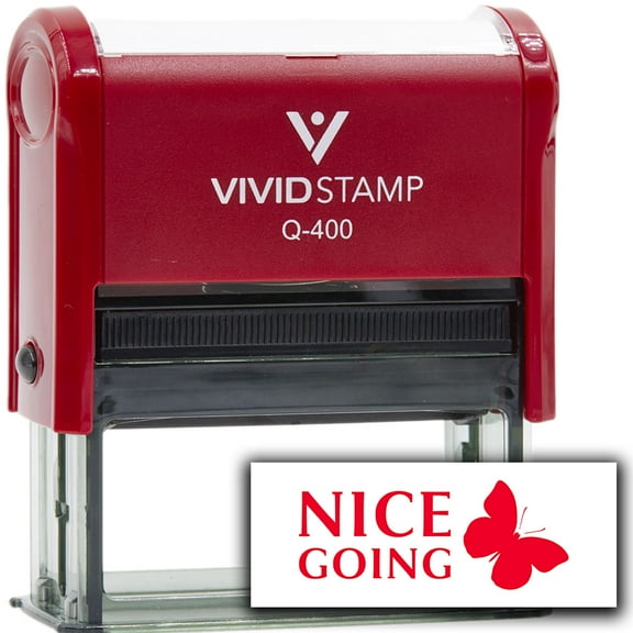Vivid Stamp Nice Going Self Inking Rubber Stamp (Red Ink) - Q-400