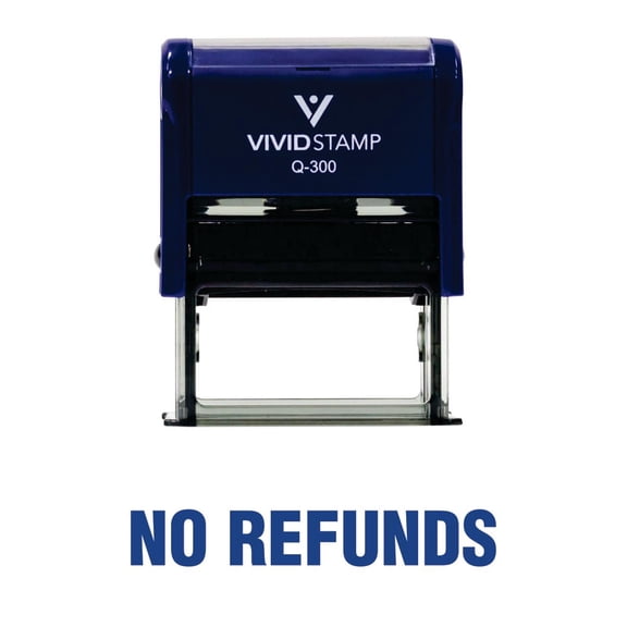 Vivid Stamp No Refunds Self Inking Rubber Stamp (Blue Ink) - Large