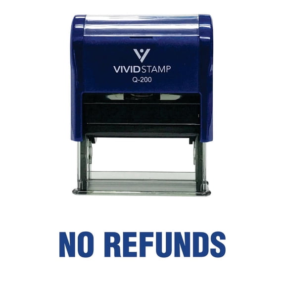 Vivid Stamp No Refunds Self Inking Rubber Stamp (Blue Ink) - Medium