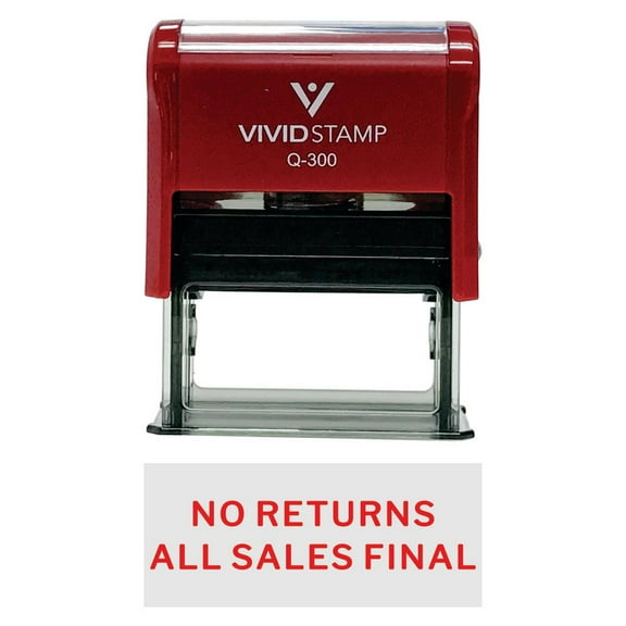 Vivid Stamp No Returns All Sales Final Self Inking Rubber Stamp (Red Ink) - Large