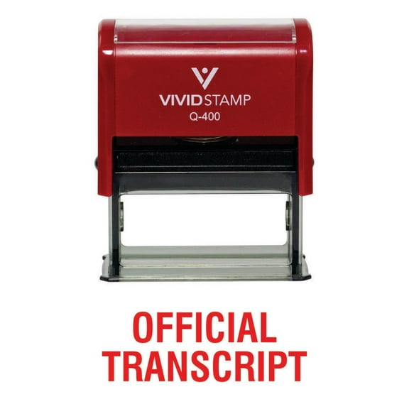 Vivid Stamp Official Transcript Self Inking Rubber Stamp (Red Ink) - X-Large