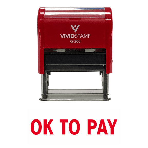 Vivid Stamp Ok To Pay Self Inking Rubber Stamp (Red Ink) - Medium