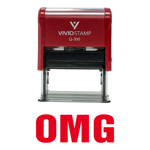 Vivid Stamp Omg Self Inking Rubber Stamp (Red Ink) - X-Large