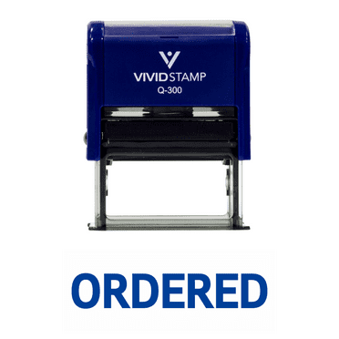 Vivid Stamp Ordered Self Inking Rubber Stamp (Blue Ink) - Large