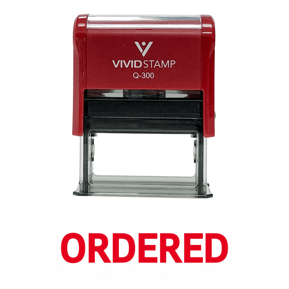 Vivid Stamp Ordered Self Inking Rubber Stamp (Red Ink) - Large