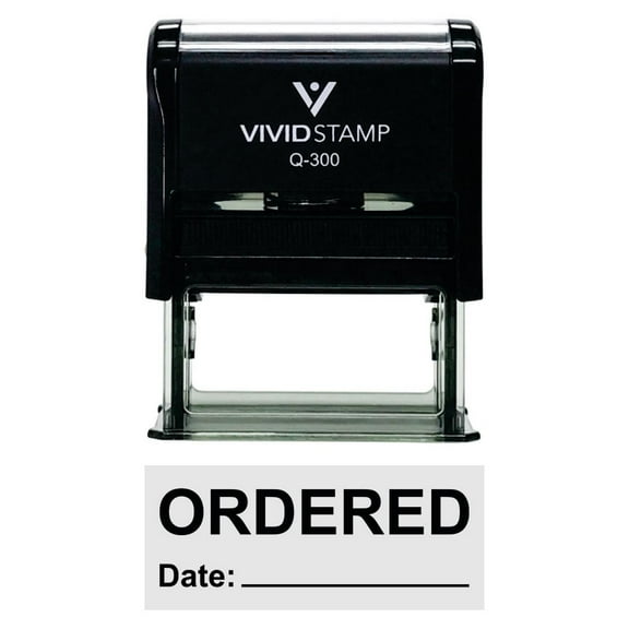 Vivid Stamp Ordered With Date Line Self-Inking Office Rubber Stamp (Black) - Large