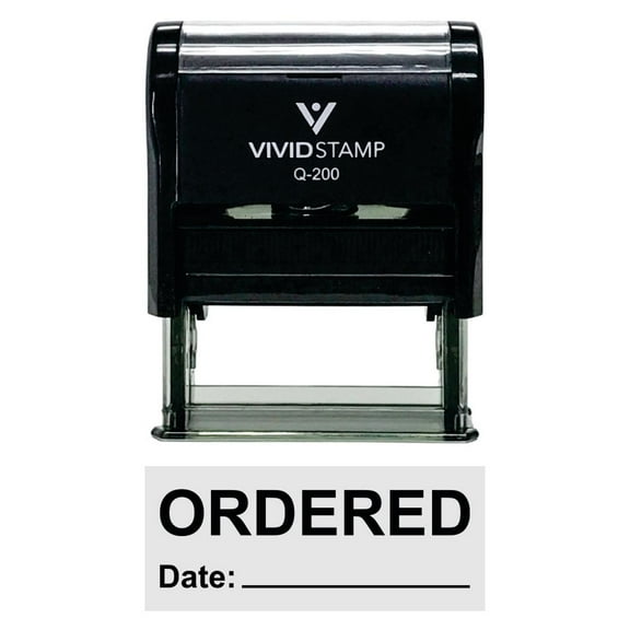 Vivid Stamp Ordered With Date Line Self-Inking Office Rubber Stamp (Black) - Medium
