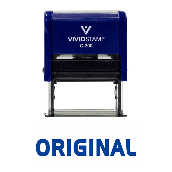 Vivid Stamp Original Self Inking Rubber Stamp (Blue Ink) - Large