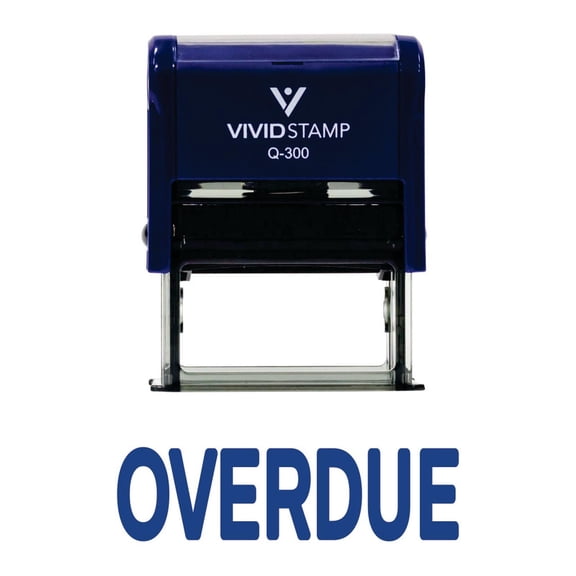 Vivid Stamp Overdue Self Inking Rubber Stamp (Blue Ink) - Large