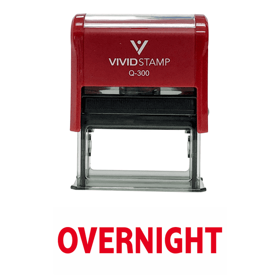 Vivid Stamp Overnight Self Inking Rubber Stamp (Red Ink) - Large