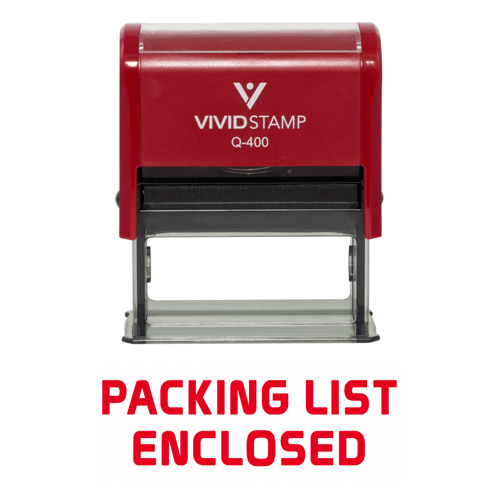 Vivid Stamp PACKING LIST ENCLOSED Self Inking Rubber Stamp (Red Ink) - X-Large