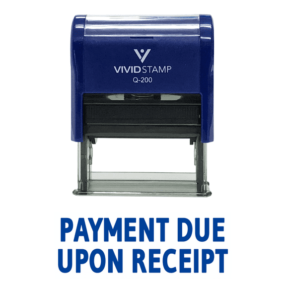 Vivid Stamp PAYMENT DUE UPON RECEIPT Self Inking Rubber Stamp (Blue Ink) - Medium