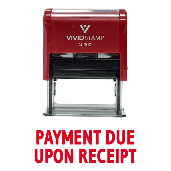 Vivid Stamp PAYMENT DUE UPON RECEIPT Self Inking Rubber Stamp (Red Ink) - Large