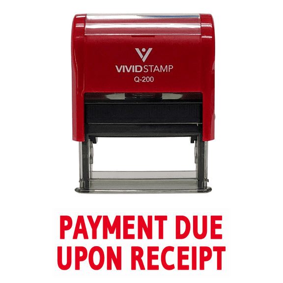 Vivid Stamp PAYMENT DUE UPON RECEIPT Self Inking Rubber Stamp (Red Ink) - Medium
