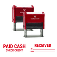 thumbnail image 1 of Vivid Stamp Paid Cash Check Credit and Received By Date Self-Inking Rubber Stamps (2 Pack) (Red Ink) - Q-300, 1 of 3