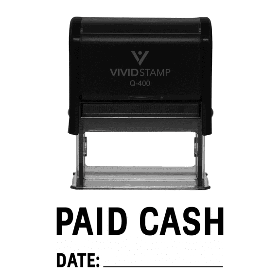 Vivid Stamp Paid Cash With Date Line Self Inking Rubber Stamp (Red Ink) - X-Large