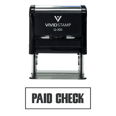 Vivid Stamp Paid Check Self-Inking Office Rubber Stamp (Black) - Large