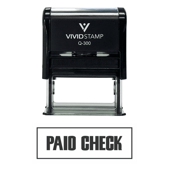 Vivid Stamp Paid Check Self-Inking Office Rubber Stamp (Black) - Large