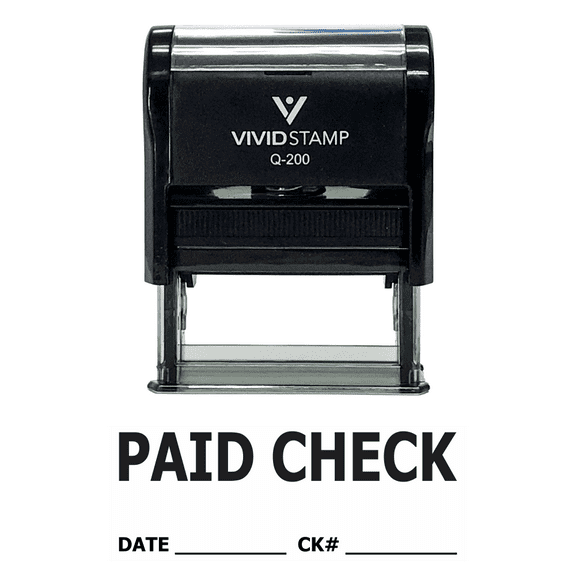 Vivid Stamp Paid Check W/ Date Ck# Line Self Inking Rubber Stamp (Black Ink) Medium