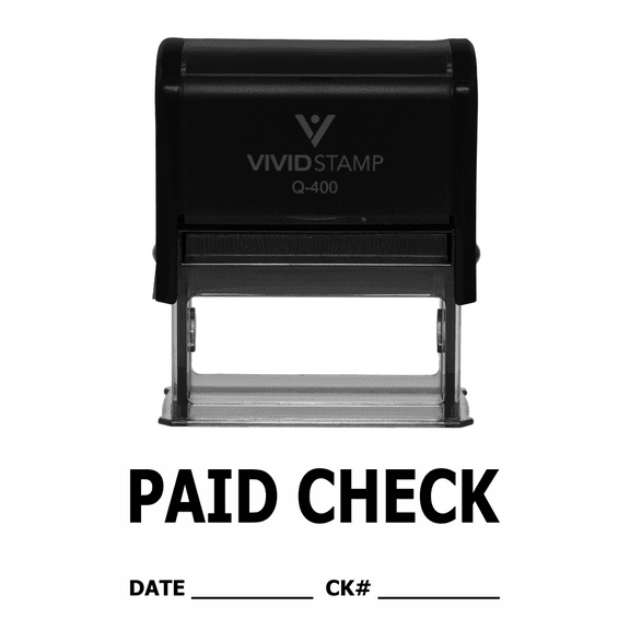 Vivid Stamp Paid Check W/ Date Ck# Line Self Inking Rubber Stamp (Black Ink) X-Large