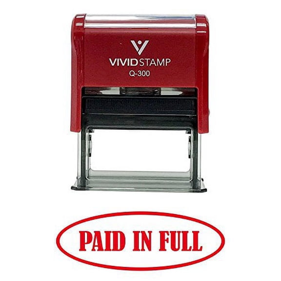 Vivid Stamp Paid In Full Self-Inking Office Rubber Stamp (Red) - Large