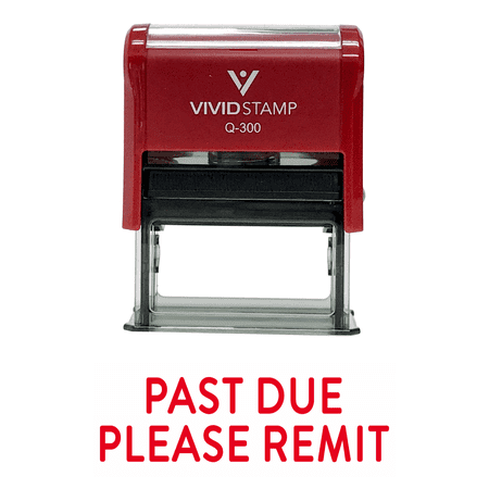 Vivid Stamp Past Due Please Remit Self Inking Rubber Stamp (Red Ink) - Large