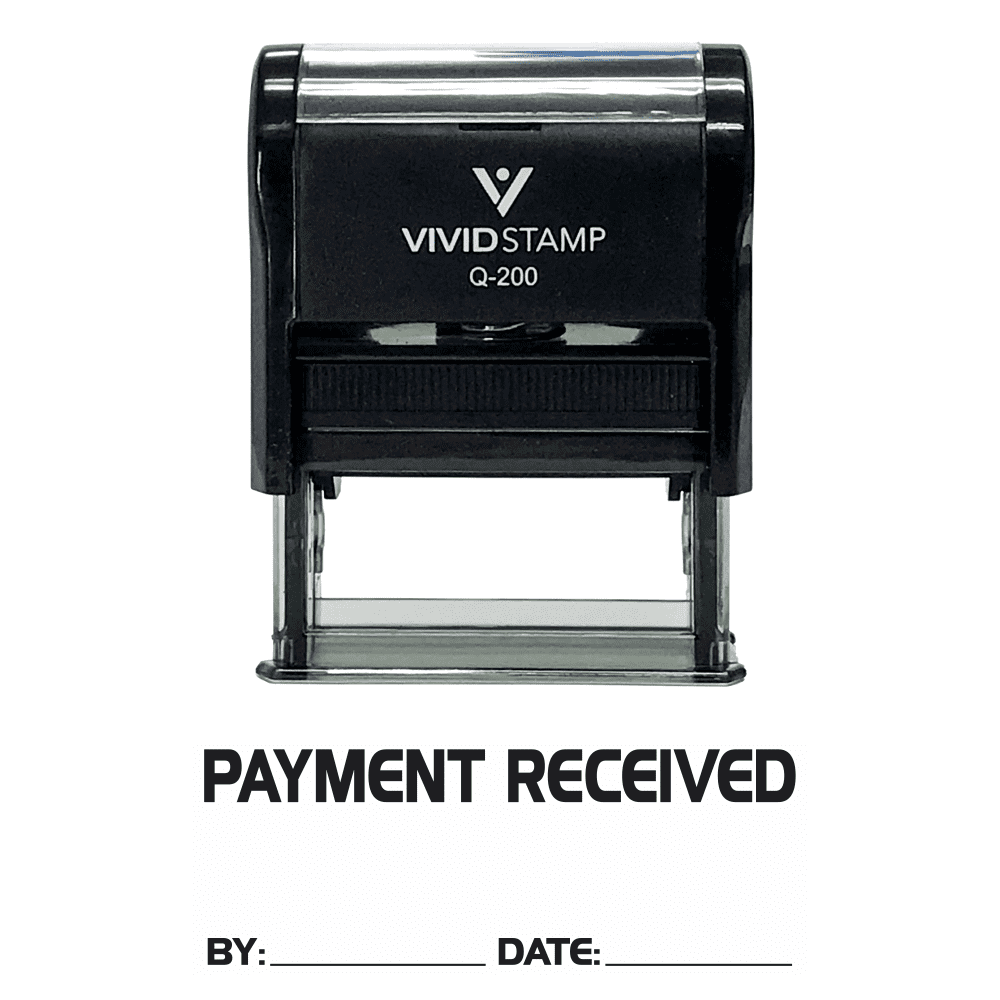 Vivid Stamp Payment Received By Date Self Inking Rubber Stamp (Black Ink) - Medium