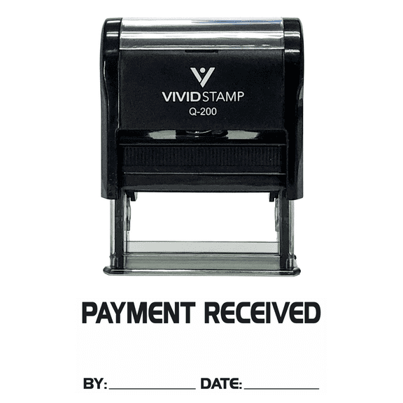 Vivid Stamp Payment Received By Date Self Inking Rubber Stamp (Black Ink) - Medium